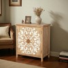 Mshliw Rustic Wooden Accent Cabinet with Floral Carved Doors, 2-Door Storage Cabinet for Living Room Entryway Dining Room - 3 of 4