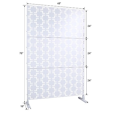 Vynxaria 76" Metal Privacy Screen - Freestanding Decorative Divider for Indoor & Outdoor Use