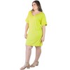 24seven Comfort Apparel Plus Size Solid Color Loose Fit V Neck T Shirt Style Knee Length Dress - 2 of 4
