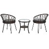 Whisen Outdoor Leisure Set, 2 Rattan Single Chairs with A Glass Round Table, Perfectly Suited for Patios, Balconies, and Courtyards - 4 of 4