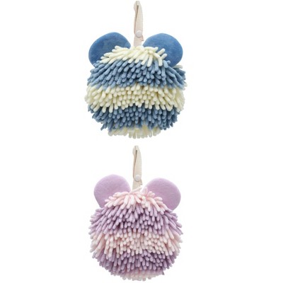 REGALWOVEN Cute Bear Shape Chenille Soft Absorbent Hand Towels 2 Pcs