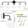 POWLIG 38.9-in 5-Light Black Gold Dimmable Bathroom Vanity Light with 5.9in Milk Opal Glass Globe Shade - 3 of 4