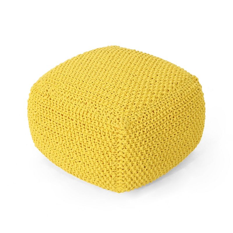Hollis Knitted Cotton Square Pouf - Christopher Knight Home, 1 of 6