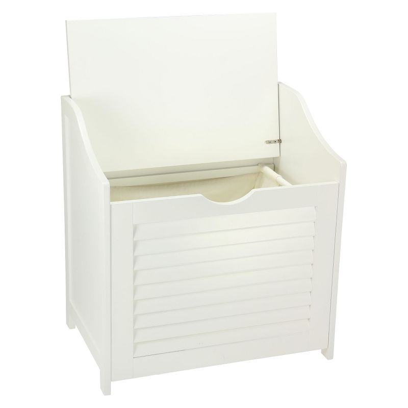 Household Essentials Design Trends Bench Hamper with Shutter Front and Foam Cushion White, 4 of 7
