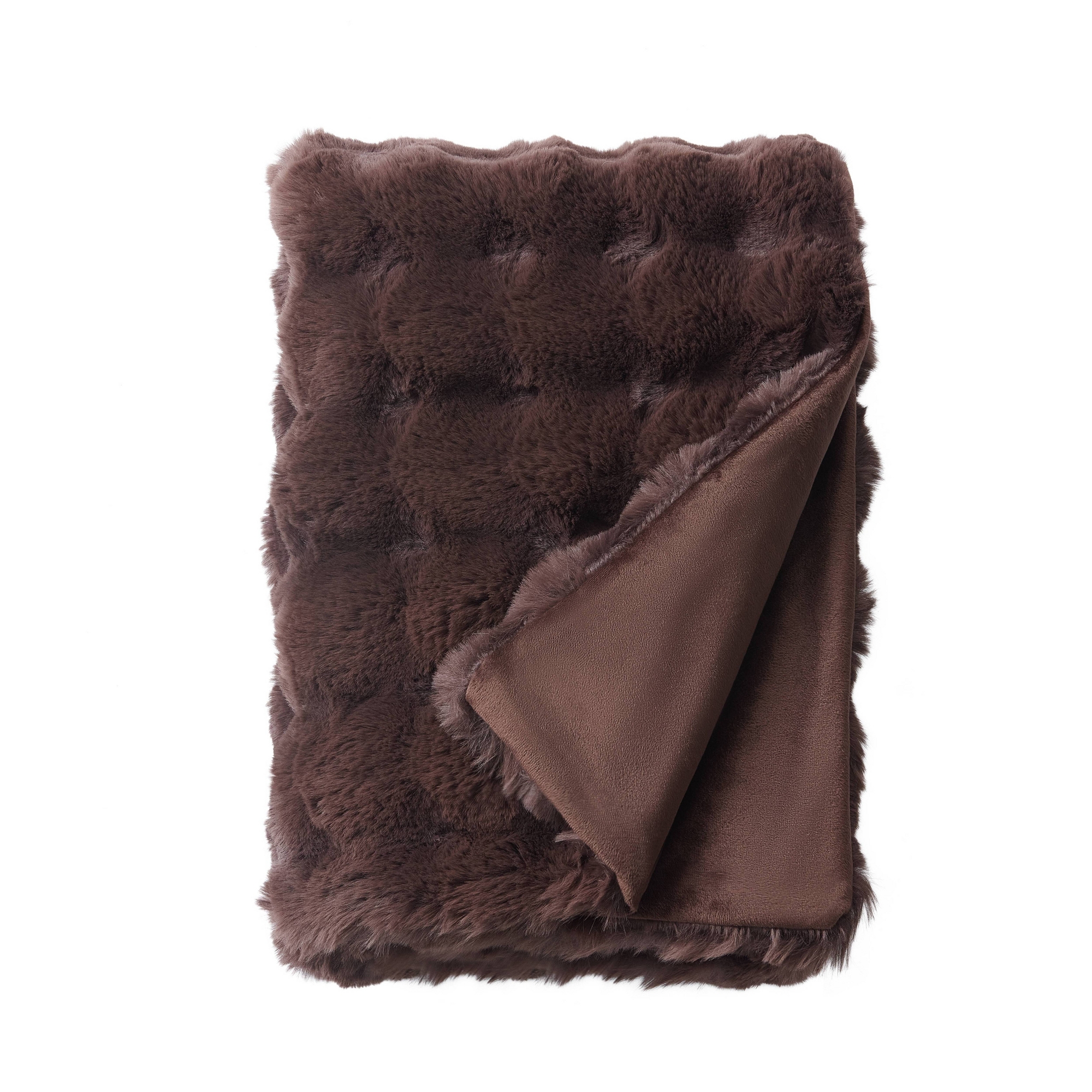 Bubble Faux Fur Throw Blanket Chocolate Brown