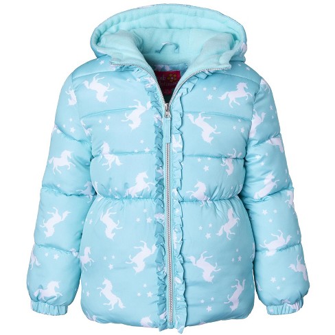 Pink Platinum Toddler Girls' Unicorn Puffer Jacket Size 2T, Turquiose