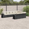 vidaXL 11 Piece Patio Sofa Set with Cushions Black Poly Rattan - Black and Cream With Table - 2 of 4