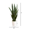 Nearly Natural 3-ft UV Resistant Artificial Sansevieria Snake Plant in White Decorative Planter (Indoor/Outdoor) - 2 of 4