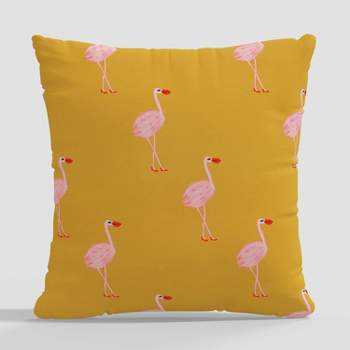 18"x18" Flamingos Print Square Throw Pillow by Kendra Dandy Yellow - Cloth & Company