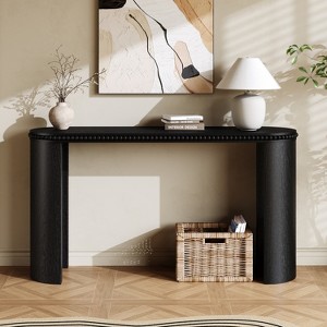 Vynxaria Beaded Trim Console Table with Reversible Curved Legs, Real Wood Veneer Elegant Entryway/Hallway Accent Table - 1 of 4