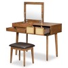NicBex 43.3" Wood Makeup Vanity Desk with Flip-top Mirror, 3 Drawers and Stool Dressing Table Set for Bedroom - 4 of 4