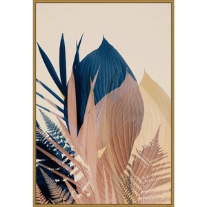 22" x 33" Pastel Jungle Plants 3 by Ian Winstanley Framed Canvas Wall Art Gold - Amanti Art: Modern Decor Vertical Canvas - 1 of 4