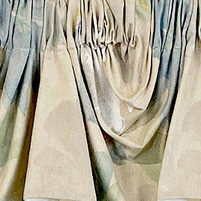 Beige and Blue Linen Floral Empire Valance