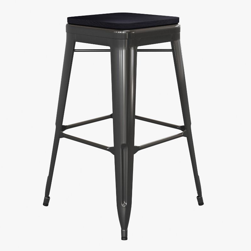 Flash Furniture Cierra Set of 4 Commercial Grade 30" High Backless Metal Indoor Bar Height Stools with All-Weather Poly Resin Seats, 1 of 14
