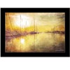 HomeRoots Yellow Sunset Boats In Marina Black Framed Print Wall Art - 4 of 4