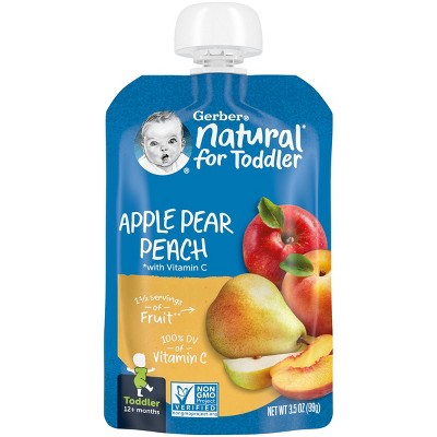 Gerber Toddler Apple Pear Peach Baby Food Pouch - 3.5oz