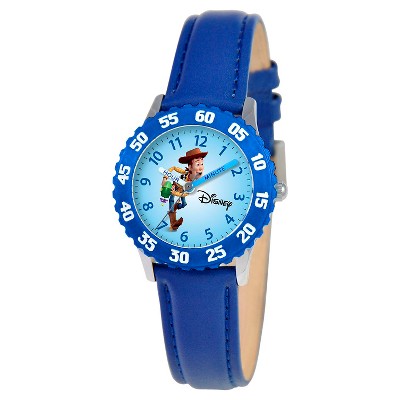 Boys' Disney Woody Stainless Steel Time Teacher with Bezel Watch - Blue