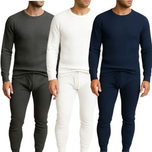3 Pack Men’s Thermal Underwear Set – Waffle Knit Base Layer Top & Bottom Long Johns - 1 of 4