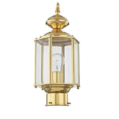 Polished Brass Outdoor Post Lantern with Clear Beveled Glass