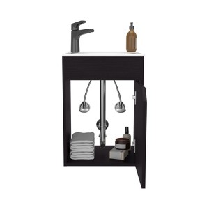 SEVOBAL Bathroom Vanities 40in Floating One Door Vanities with Resin Sink and Two Shelves for Bathroom Storage, Black, 25.98"*18.9"*11.02" - 1 of 4