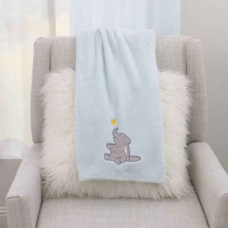 Disney Dumbo Shine Bright Little Star Super Soft Baby Blanket with Applique - Aqua/Gray/Yellow, 3 of 5