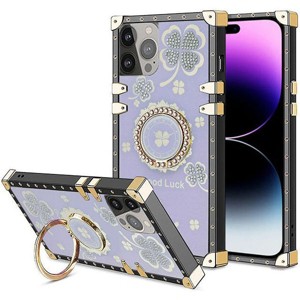 Entronix Case Compatible with iPhone 16 Pro - [Rectangular] Luxury Lucky-Clover Gripstand - 1 of 4