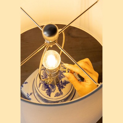 D13x25" Blue and White Ceramic Vase Lamp