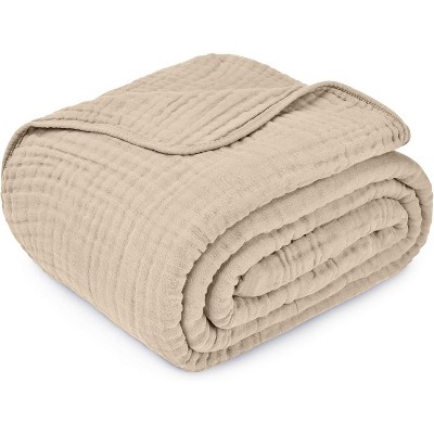 Sand Twin Muslin Cotton Throw Blanket, 90" x 66"