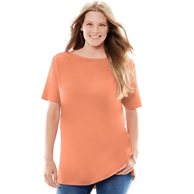 Woman Within Women's Plus Size Perfect Short-Sleeve Boatneck Tunic