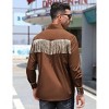 Men's Western Cowboy Fringe Shirt Long Sleeve Rose Embroidered Slim Fit Button Down Shirt - 3 of 4