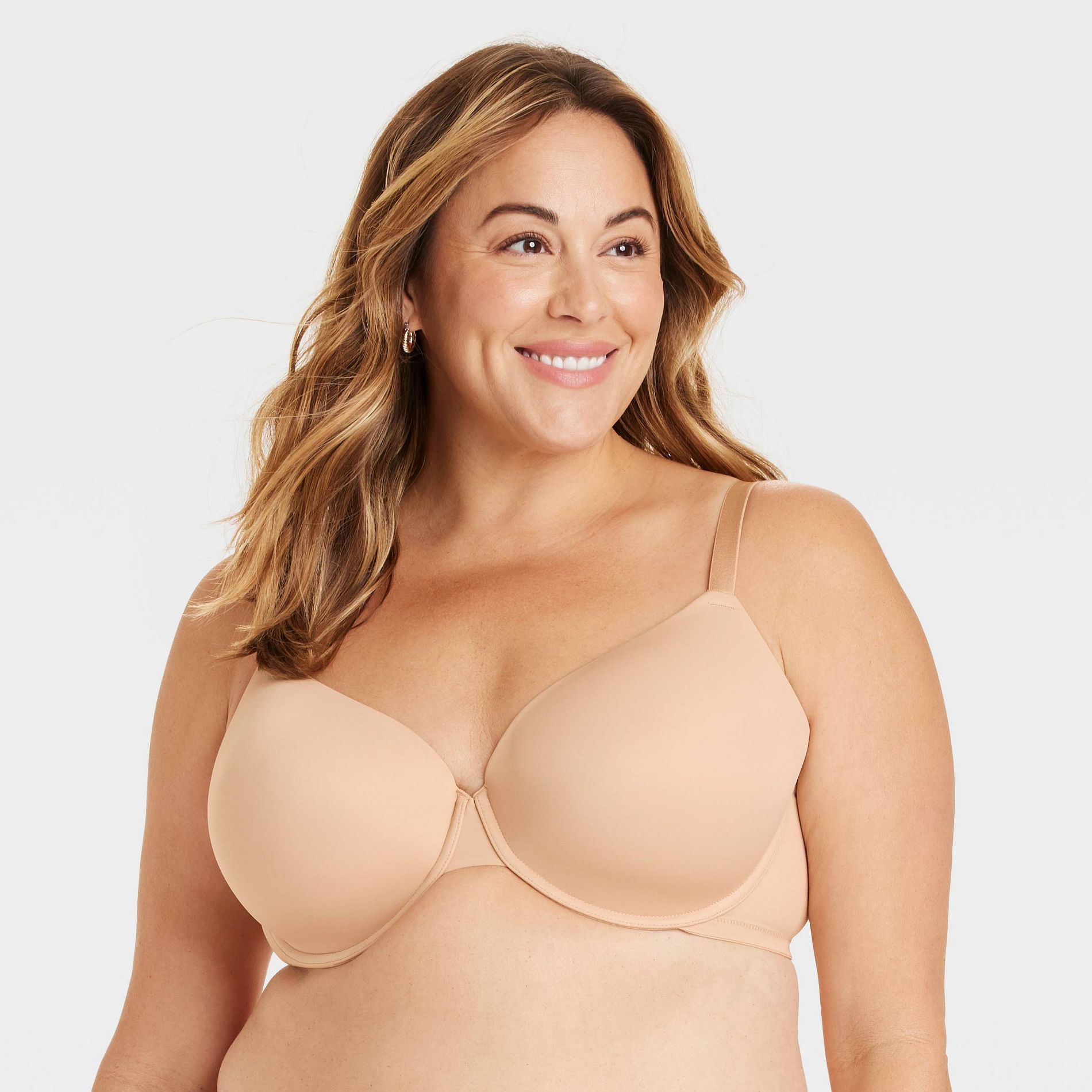 Women's Demi Lightly Lined T-Shirt Bra - Auden™ Pearl Tan 42C: Molded Cup, Underwire, Adjustable Strap, Knit Microfiber