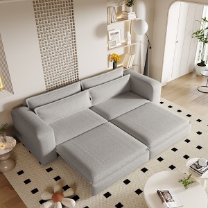 93'' Teddy 3-Seater Sofa with Pull-Out Function, Chaise Lounge, 3-in-1 Convertible Feature and 2 Lumbar Pillows - 1 of 4