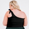 Calypsa Women's Plus Size One Shoulder Layla Crop Swim Top WIth Built In Bra - 2 of 4