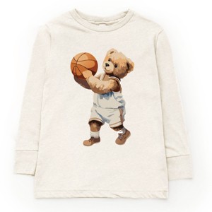 The Juniper Shop Watercolor Basketball Bear Youth Long Sleeve Tee - 1 of 4