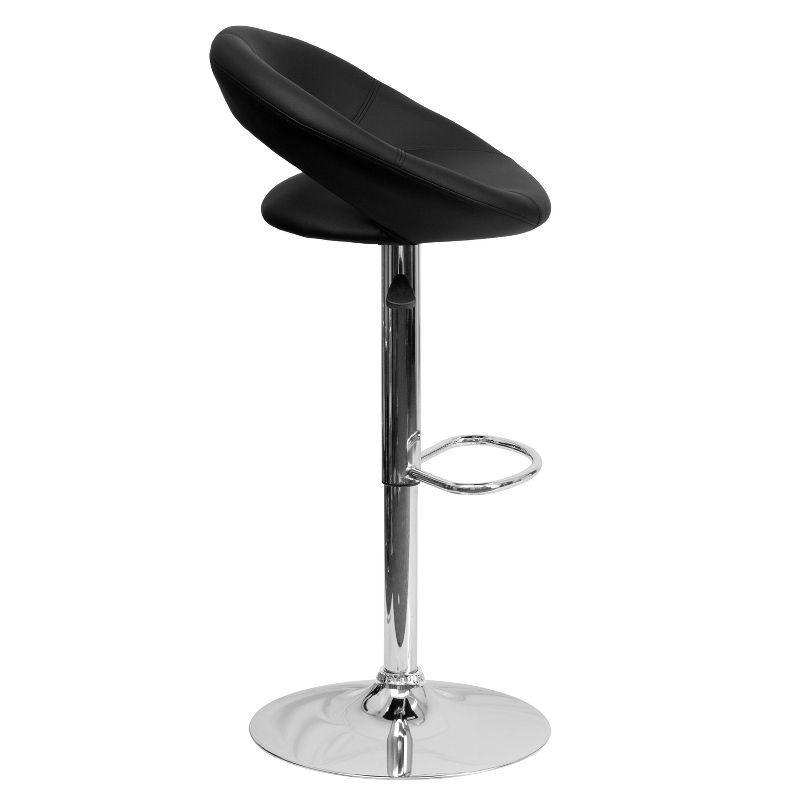 Emma and Oliver 2 Pack Contemporary Vinyl Rounded Orbit-Style Back Adjustable Height Barstool with Chrome Base, 4 of 8