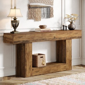 Hommoo 63" Farmhouse 2-Tier Console Table - 1 of 2