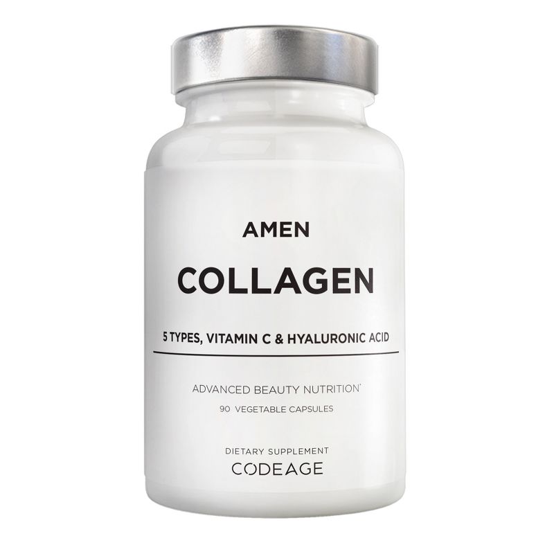 Amen Collagen Peptides 5 Types, Vitamin C, Hyaluronic Acid Capsules - 90ct, 1 of 8