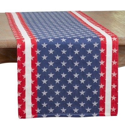 Saro Lifestyle Americana Design Dining Table Runner, Blue, 16