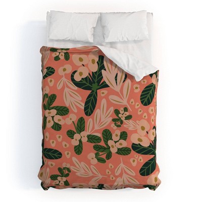 Full/Queen Oris Eddu Poppy Pine Cotton Duvet Set Pink - Deny Designs