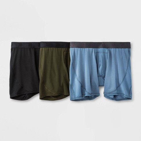 Men's Jersey Mesh Performance 3pk Boxer Briefs - All In Motion™  Black/olive/stability Blue S : Target