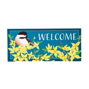 Evergreen Forsythia and Chickadee Sassafras Indoor Outdoor Switch Doormat 1'10"x10" Multicolored - 1 of 1