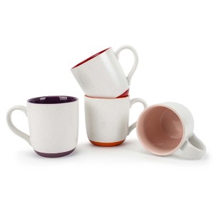 Elanze Designs Typewriter Speckled Warm Assorted 13 ounce Ceramic Coffee Mugs Set of 4 - 1 of 4