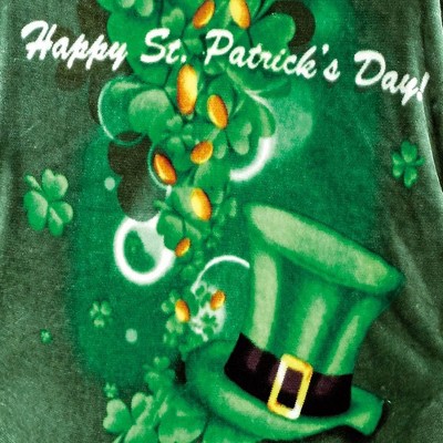 St. Patrick's Day Green Micro Plush Knitted Throw Blanket