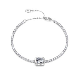 Halo Tennis Chain Bracelet for Women Adjustable Sterling Silver Pink CZ Ginger Lyne Collection - 1 of 4