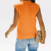 Women's Cap Sleeve Knit Pullover Sweater Crew Neck Tank Tops - 2 of 4