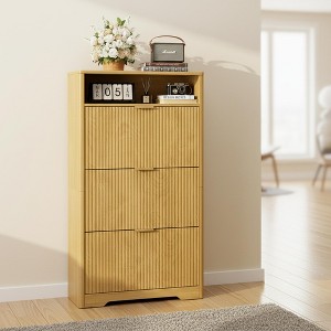 Homy Casa 3-Tier Modern Shoe Cabinet with Flip-Down Doors and Open Shelf - 1 of 4