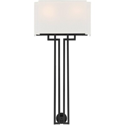 Minka Lavery Modern Wall Light Sconce Coal Hardwired 12" Fixture White Fabric Rectangular Shade for Bedroom Bathroom Living Room