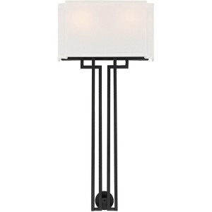 Minka Lavery Modern Wall Light Sconce Coal Hardwired 12" Fixture White Fabric Rectangular Shade for Bedroom Bathroom Living Room - 1 of 3
