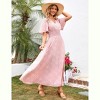 Women's V-neck Ruffle Shortsleeve Waist Tie Floral Print Dress Maxi Dress - 4 of 4