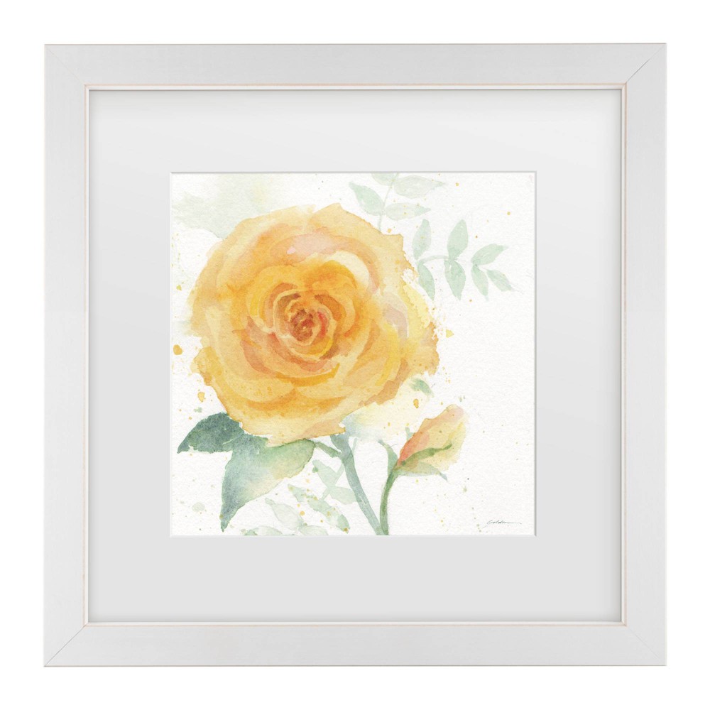 Trademark Fine Art 16"x16" Sheila Golden The Yellow Rose Matted Framed Art White